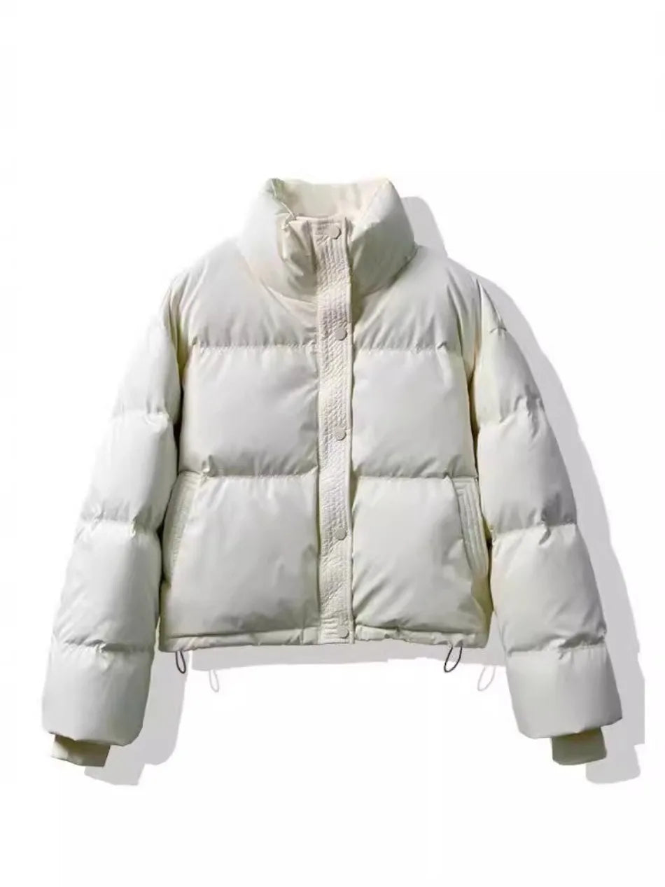 Solid Color Cropped Coat