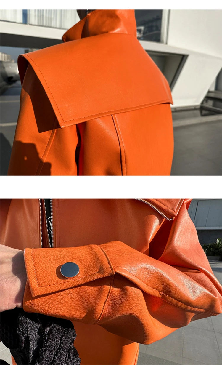 Mauroicardi Spring Autumn  Faux Leather Jacket