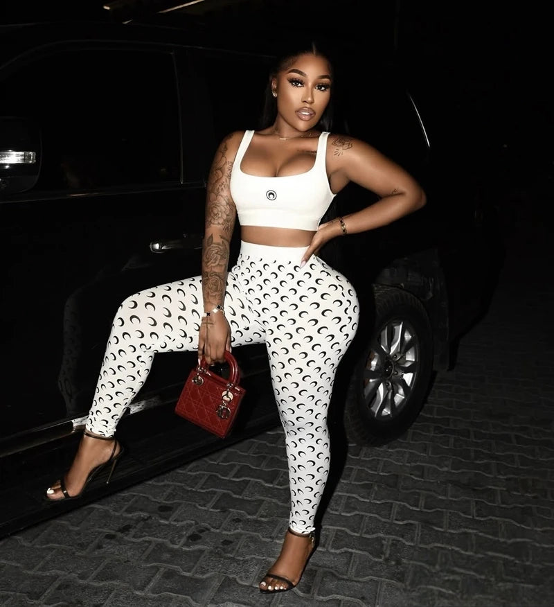 STYLISH LADY Moon Printed 2 Piece Set