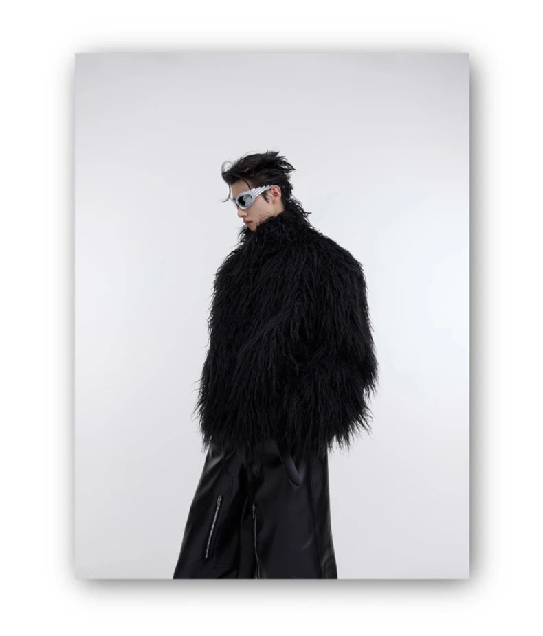 Mauroicardi Winter Shaggy Faux Mongolian Fur Coat