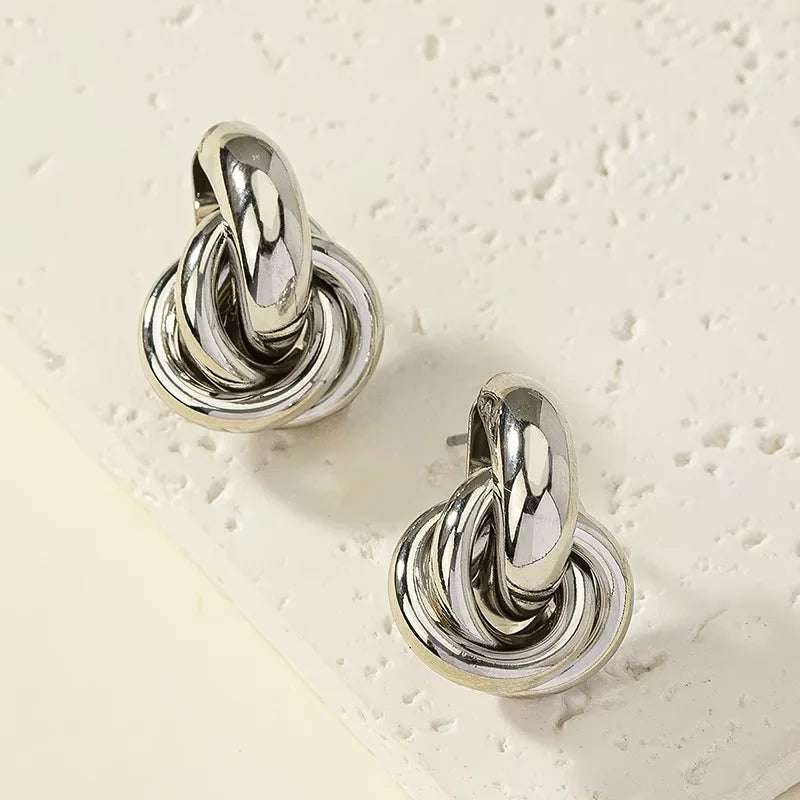 Gold SIlver Color Knot Stud Earring