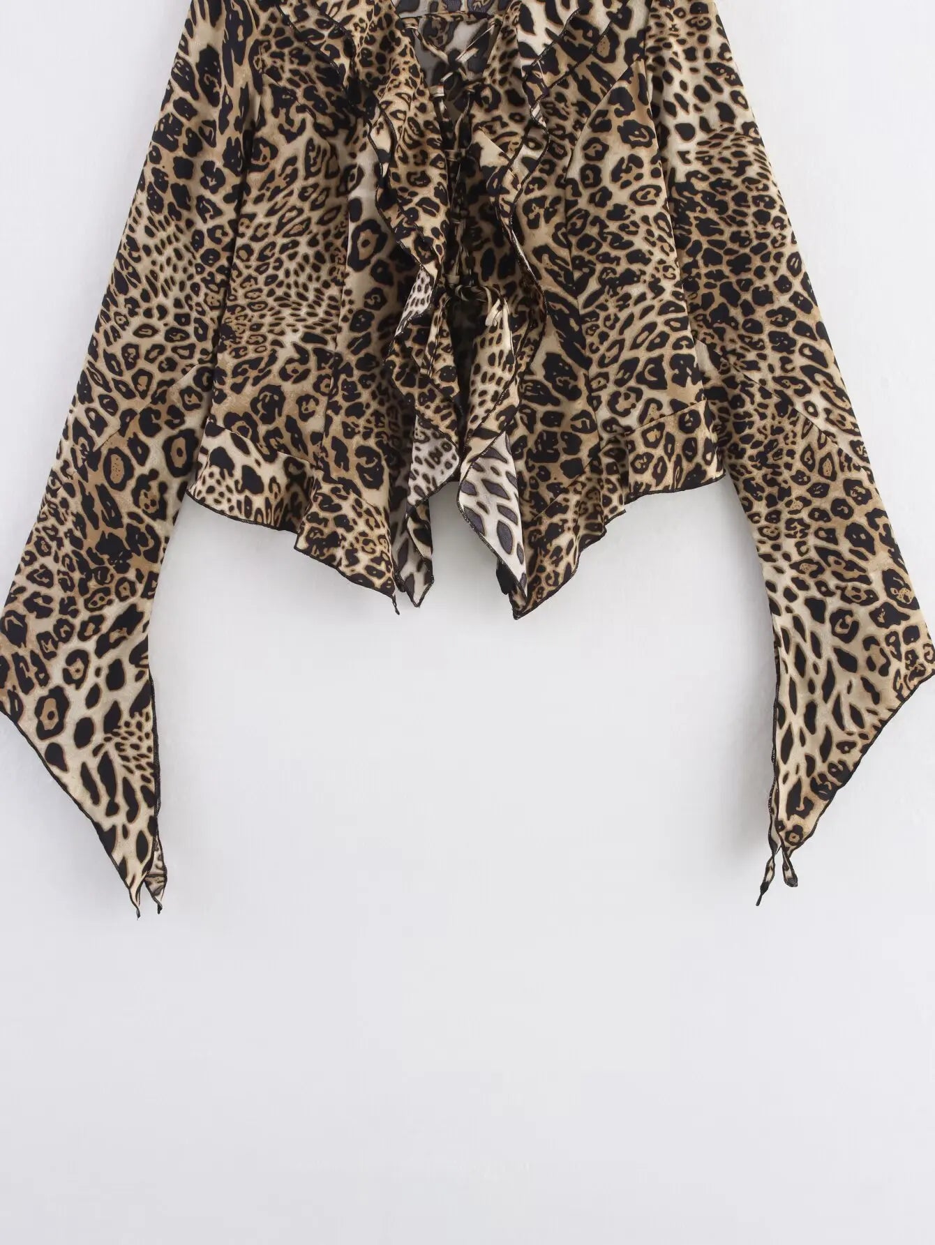 Zevity Vintage V Neck Bandage Leopard Print Blouse