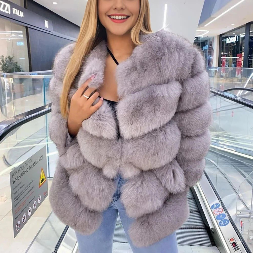 QUEENTINA  Natural Fox Fur Coat