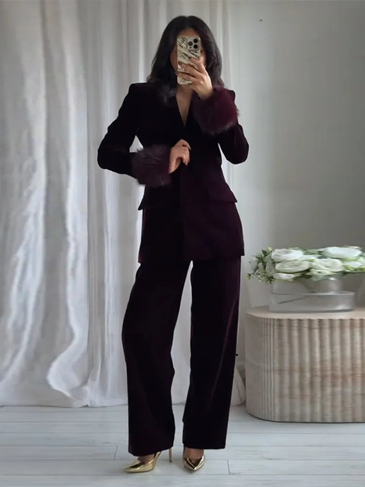 Velvet Faux Fur Suit