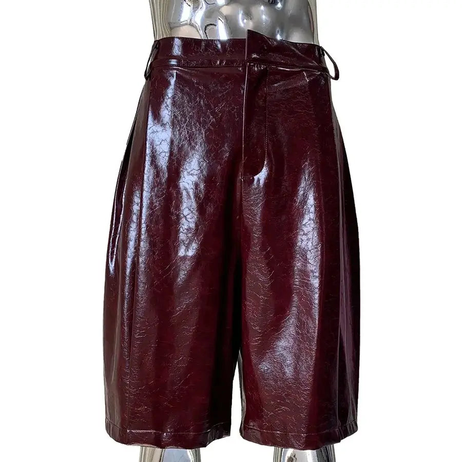 Mauroicardi Shiny Burgundy Pu Leather Straight Short