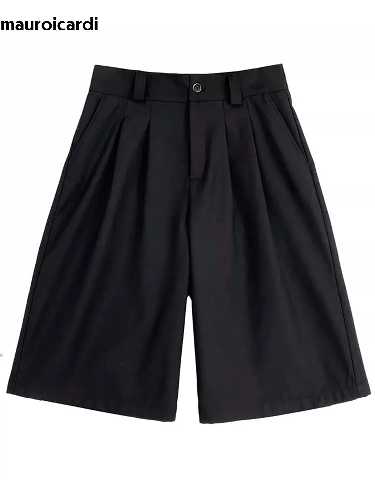 Mauroicardi Casual Black Pleated Shorts