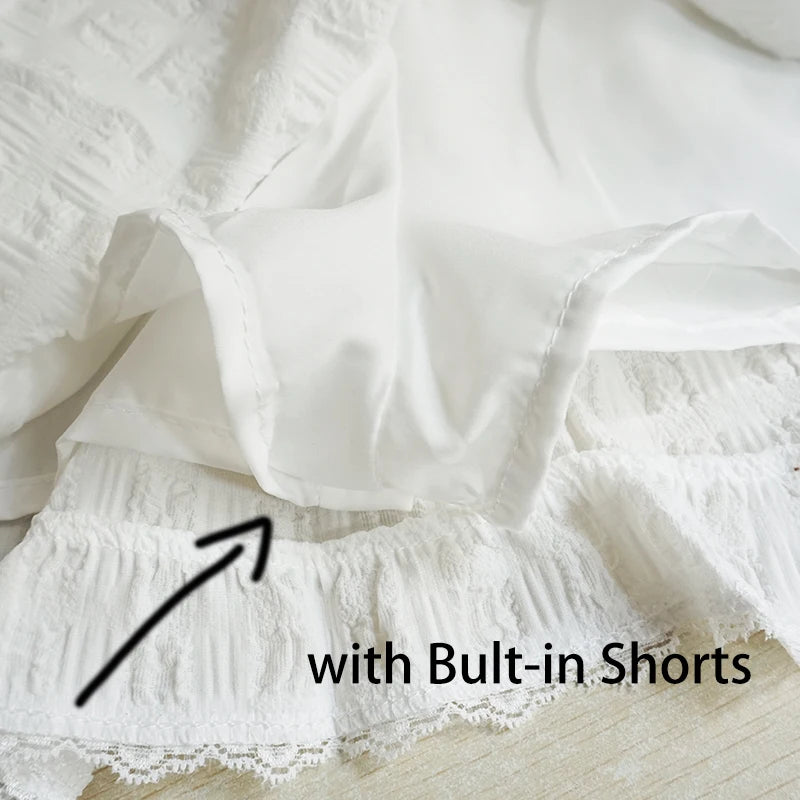 Balletcore Ruffled Mini Skirt with Lace Trim Low Rise Tiere