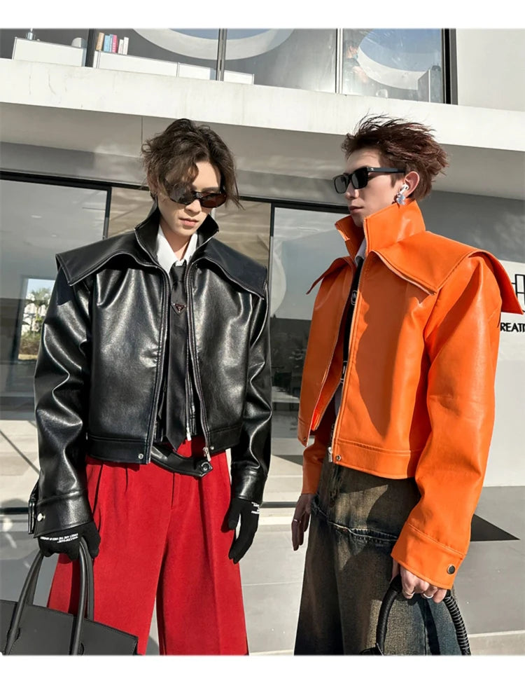 Mauroicardi Spring Autumn  Faux Leather Jacket