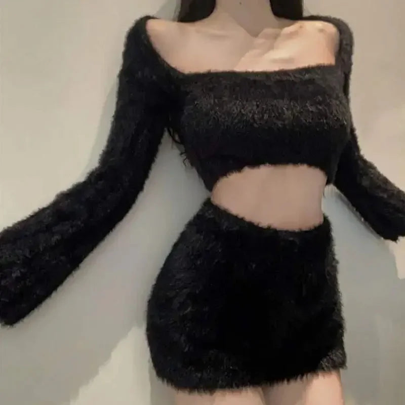 Plush Slim High Waist Velvet Pants