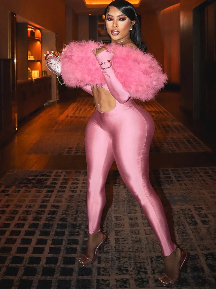 Sisterlinda Furry Slash Neck Luxury Fur Top