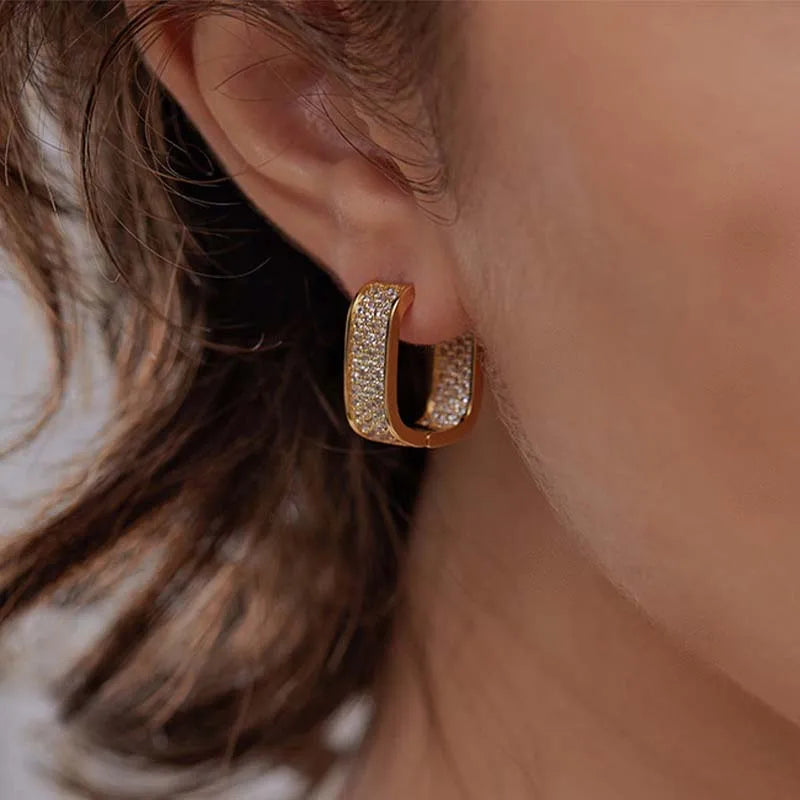 Stainless Steel Gold Square Hoop Earrings