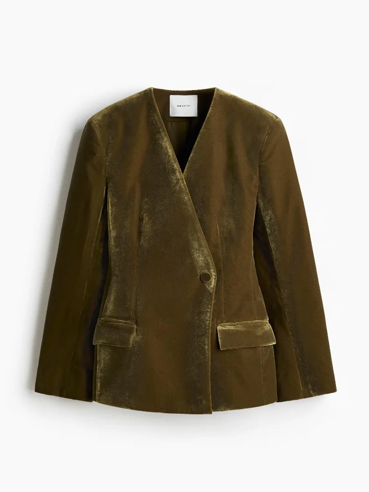 Elegant Velvet Jacket Pant Set