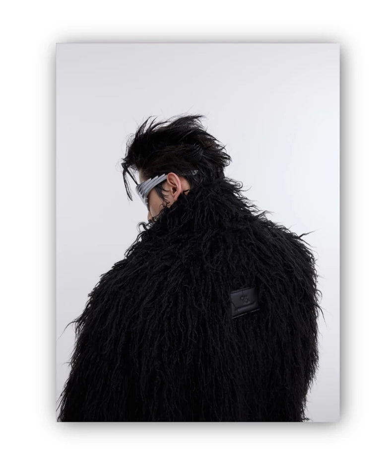 Mauroicardi Winter Shaggy Faux Mongolian Fur Coat