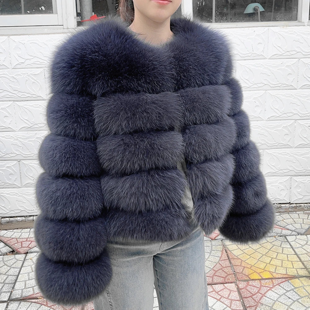 QUEENTINA Fox Cropped Fur Coat