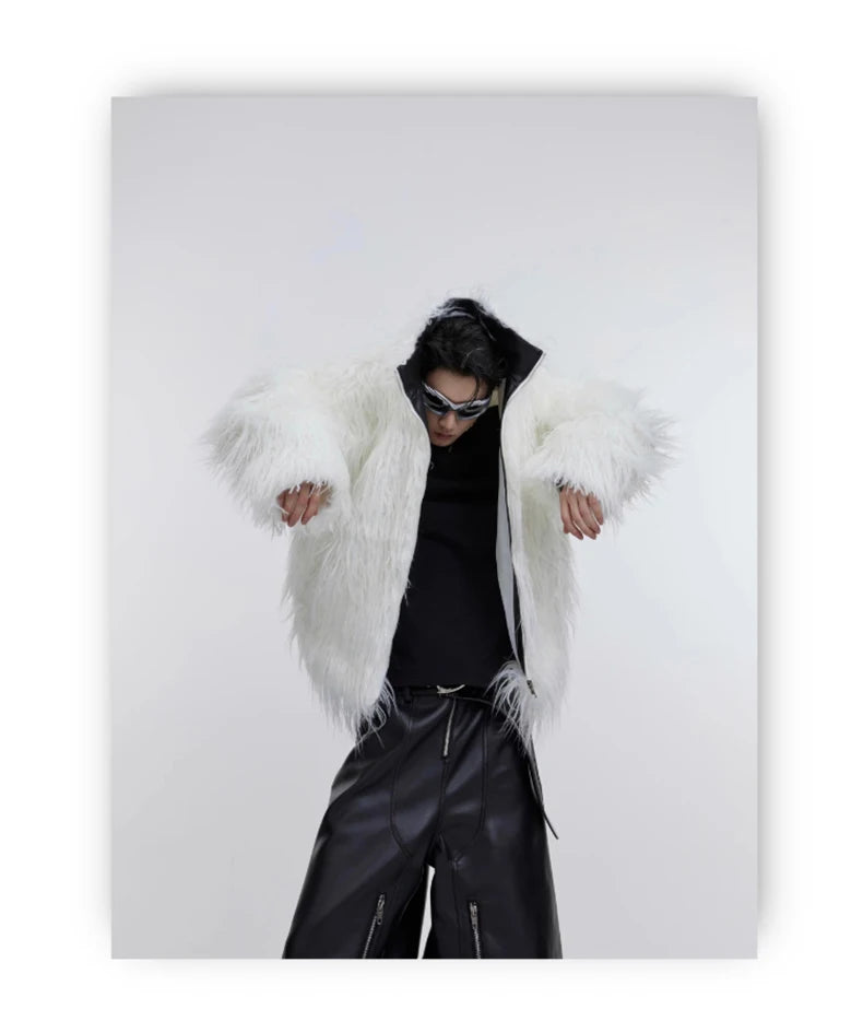 Mauroicardi Winter Shaggy Faux Mongolian Fur Coat