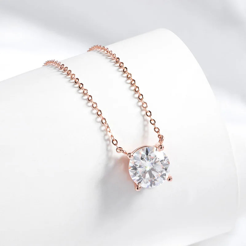 Rose Gold Color Moissanite Necklace