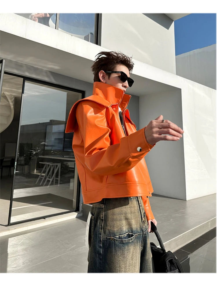 Mauroicardi Spring Autumn  Faux Leather Jacket