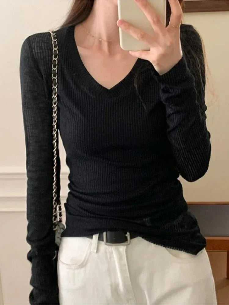 Long Sleeve Thin Perspective Streetwear Top