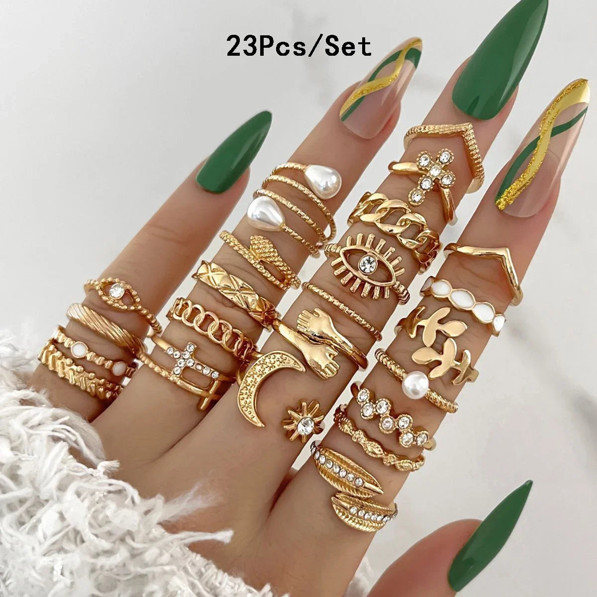 Bohemian Geometric Knuckle Rings Set