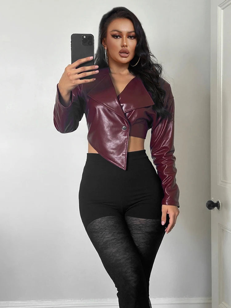 Sisterlinda Faux Leather Crop Jacket