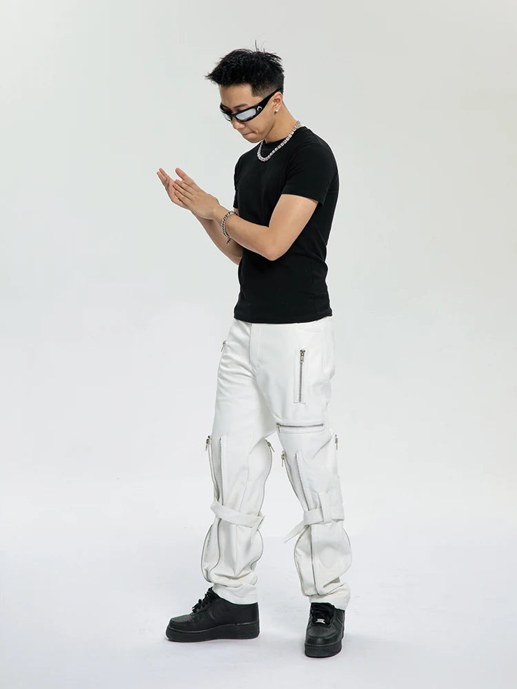 Mauroicardi Spring Black Pu Leather Pants