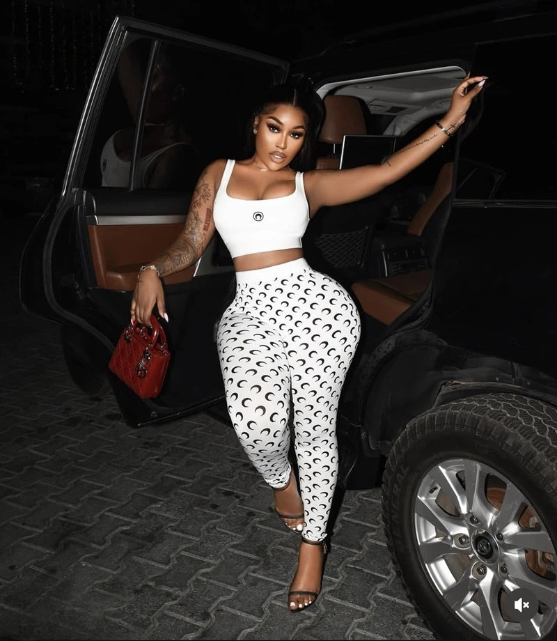 STYLISH LADY Moon Printed 2 Piece Set