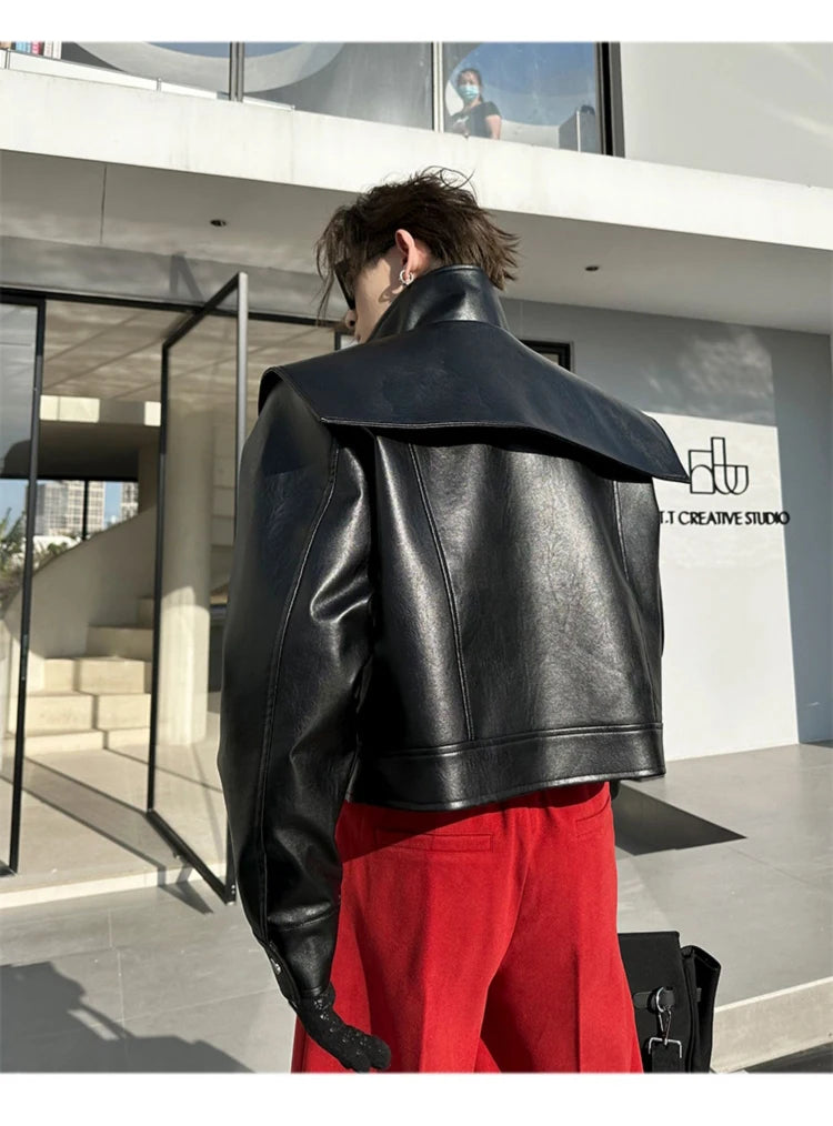 Mauroicardi Spring Autumn  Faux Leather Jacket