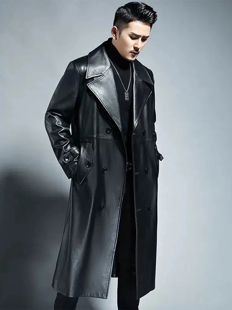 Mauroicardi Waterproof Pu Leather Trench Coat