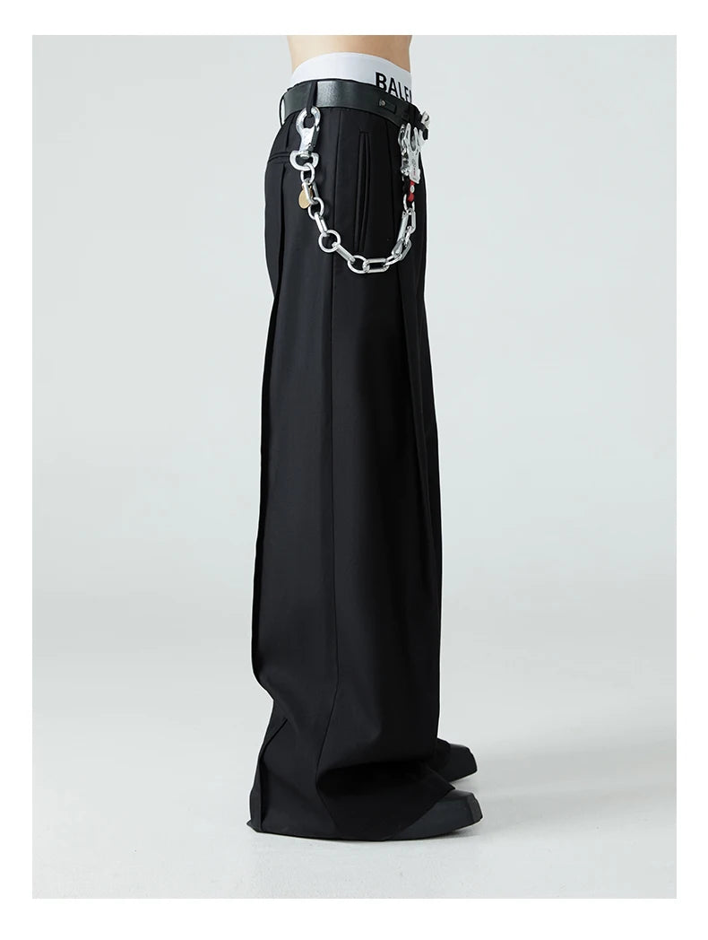 Mauroicardi Casual Baggy Pleated Wide Leg Pants