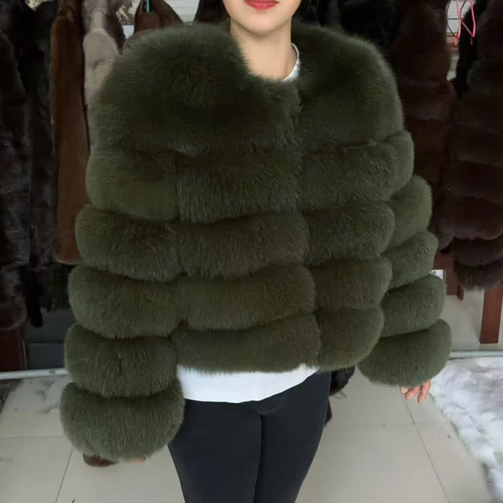QUEENTINA Fox Cropped Fur Coat