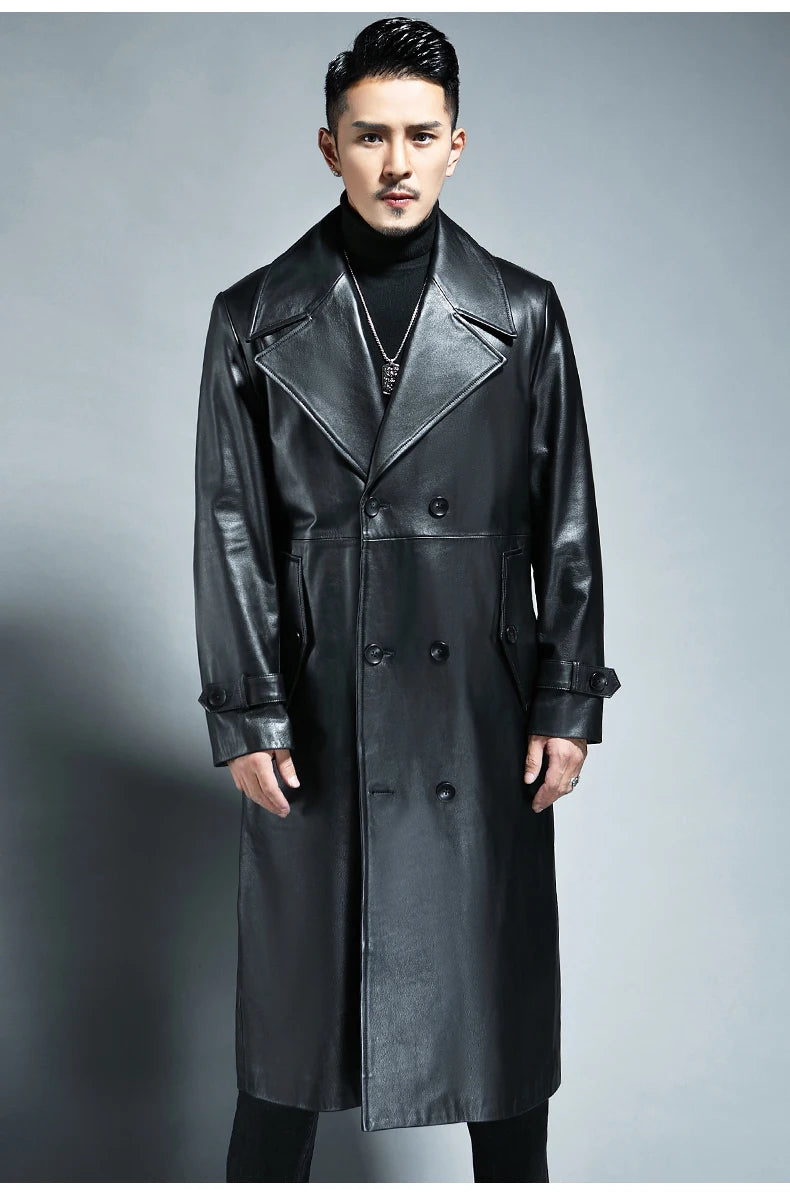 Mauroicardi Waterproof Pu Leather Trench Coat