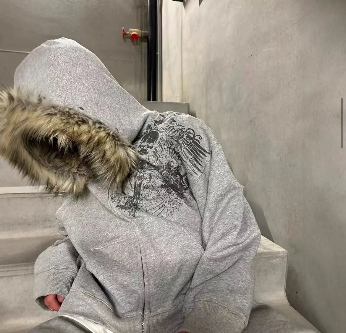 Harajuku Hoodie Skull Cross Print