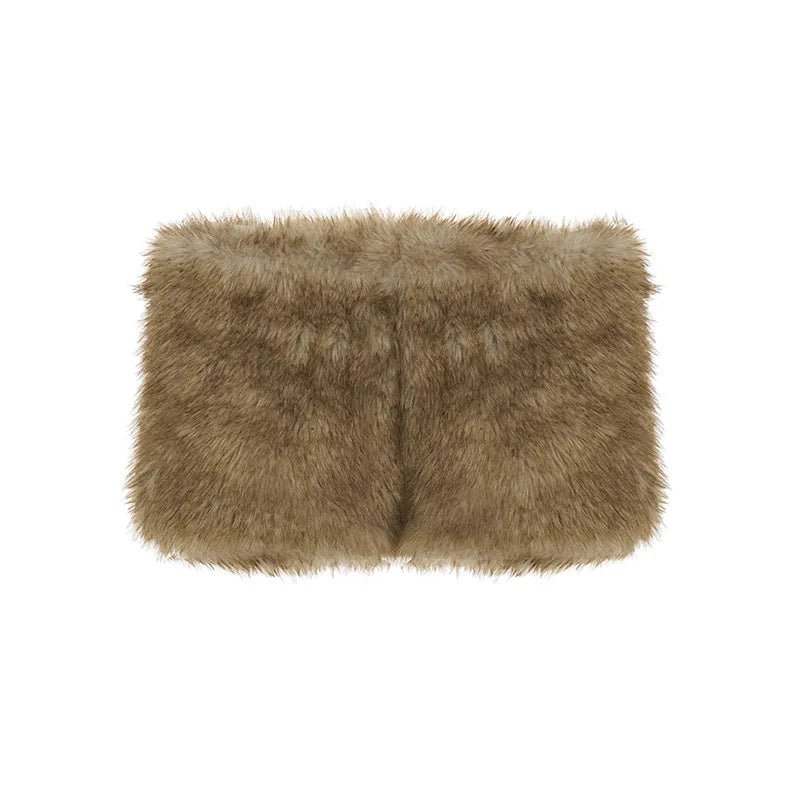 Low Waist Faux Fur Shorts