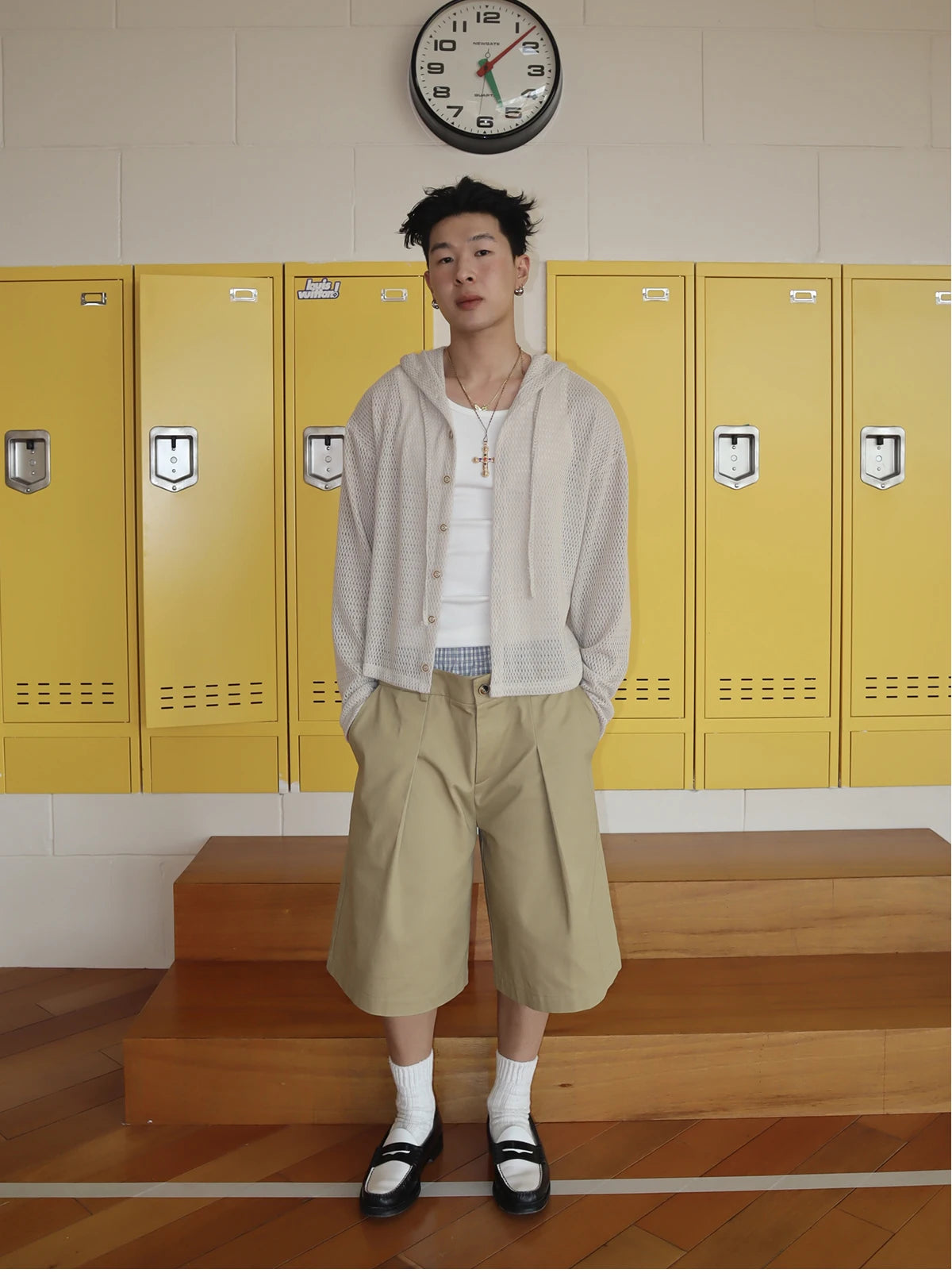 Mauroicardi Plaid Patchwork Khaki Shorts