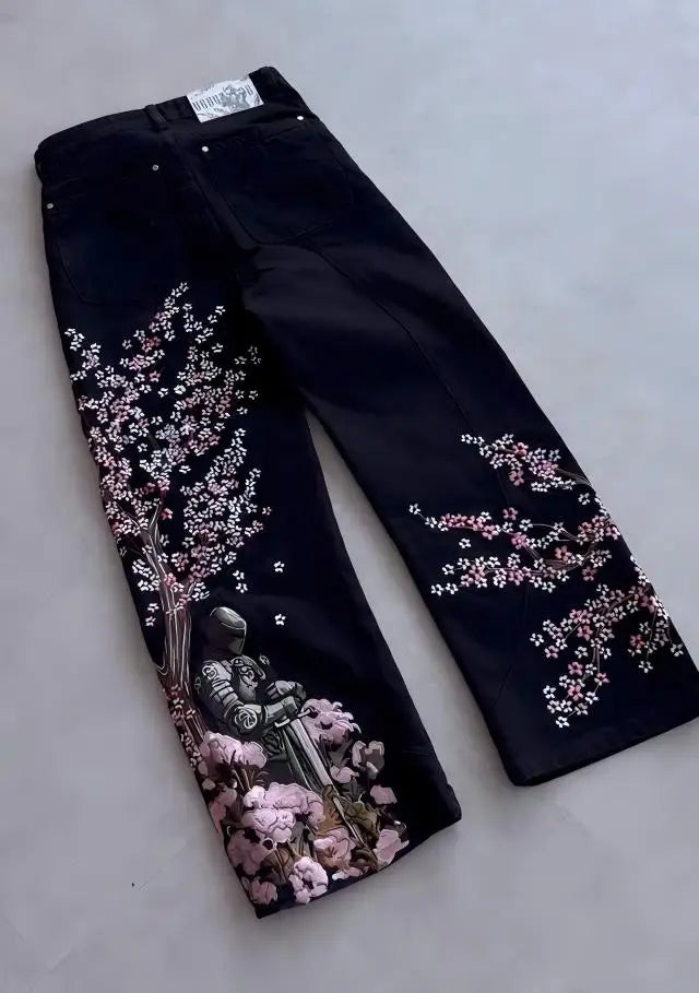 Retro Cherry Blossom Black Knight Jean