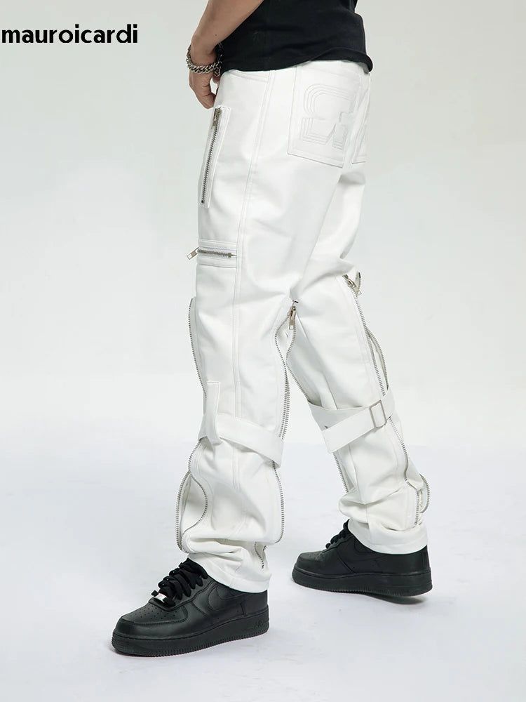 Mauroicardi Spring Black Pu Leather Pants