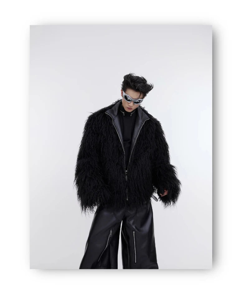 Mauroicardi Winter Shaggy Faux Mongolian Fur Coat