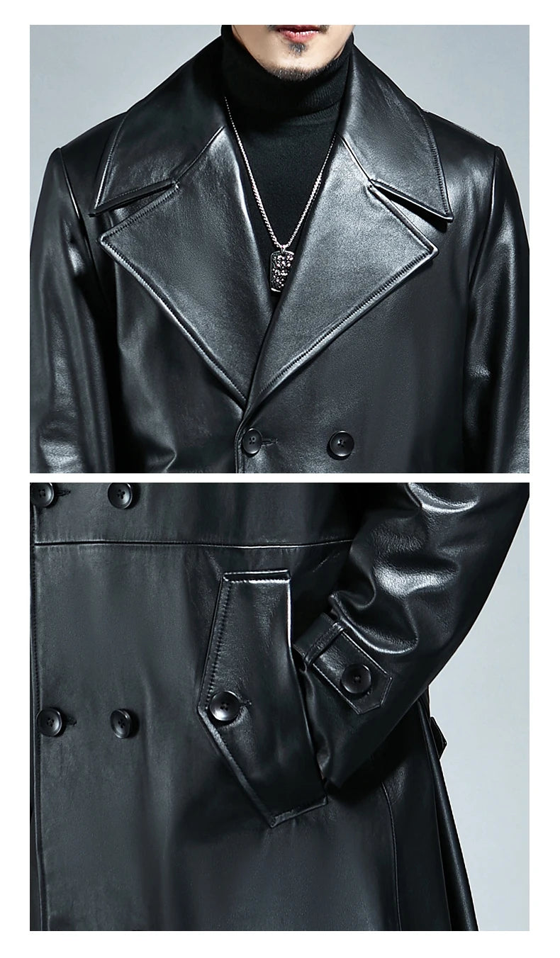 Mauroicardi Waterproof Pu Leather Trench Coat
