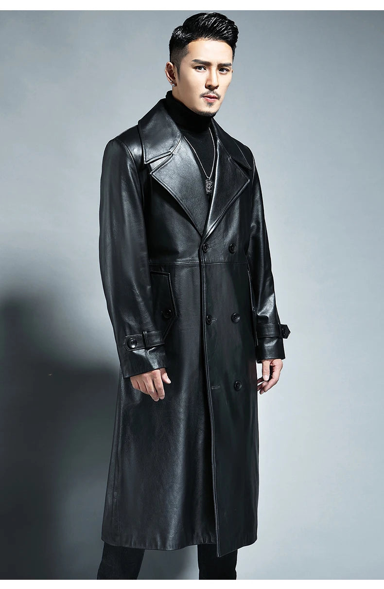 Mauroicardi Waterproof Pu Leather Trench Coat