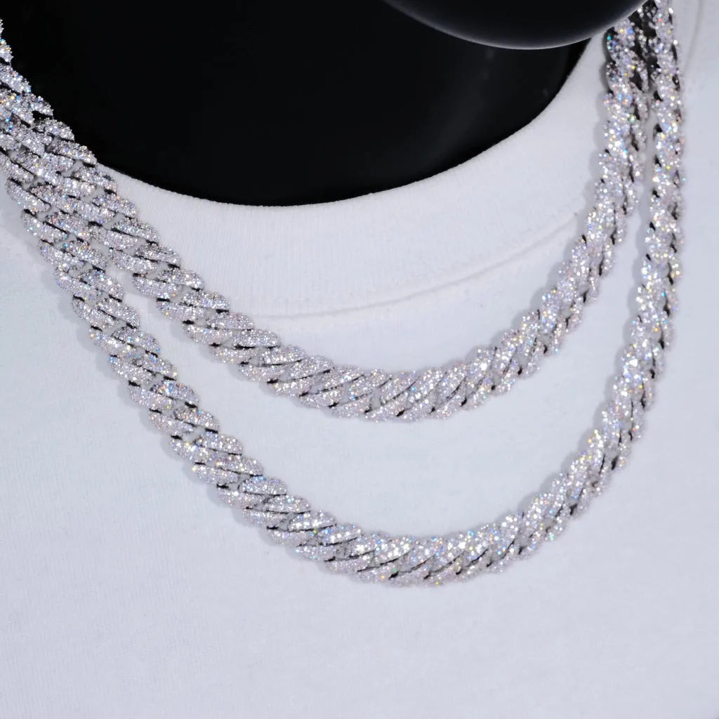 10mm Diamond Cuban Link Chain White Gold/18K Gold Plated