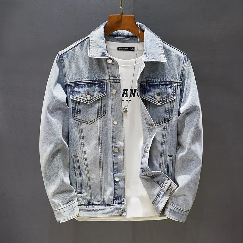 Embroidered Turn Collar Denim Jacket