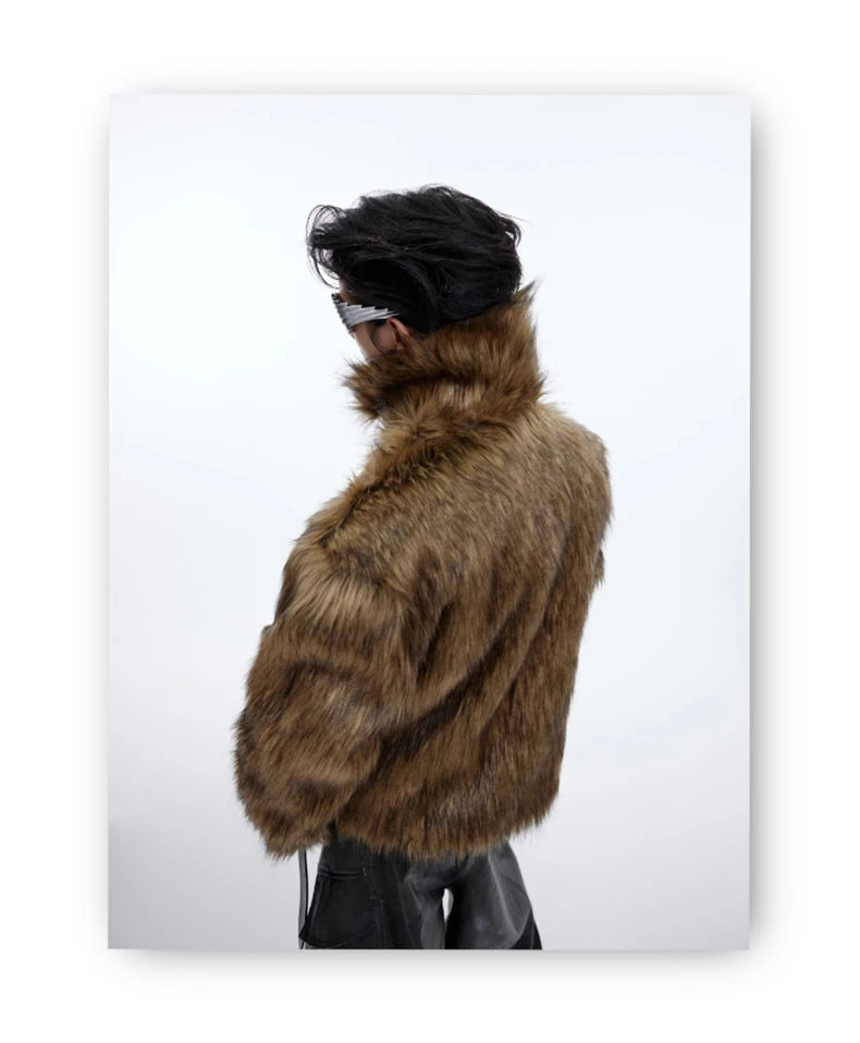 Mauroicardi Winter Short Hairy Soft Faux Fur Coat