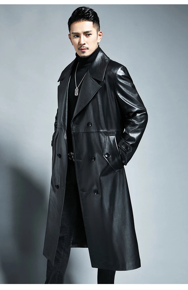 Mauroicardi Waterproof Pu Leather Trench Coat