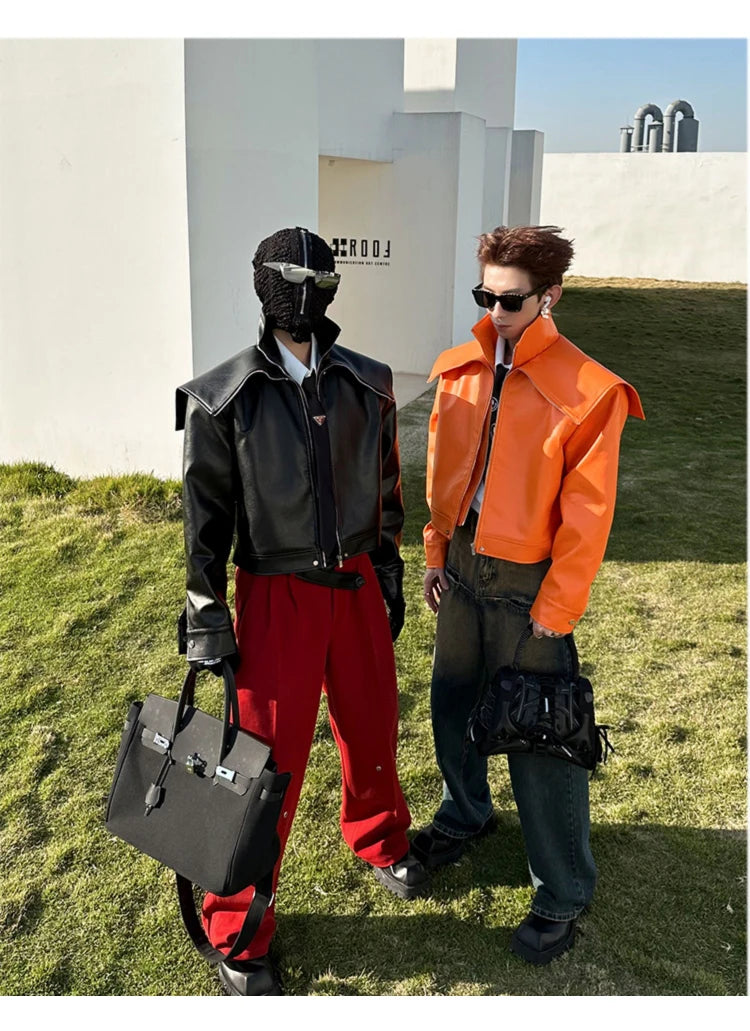 Mauroicardi Spring Autumn  Faux Leather Jacket