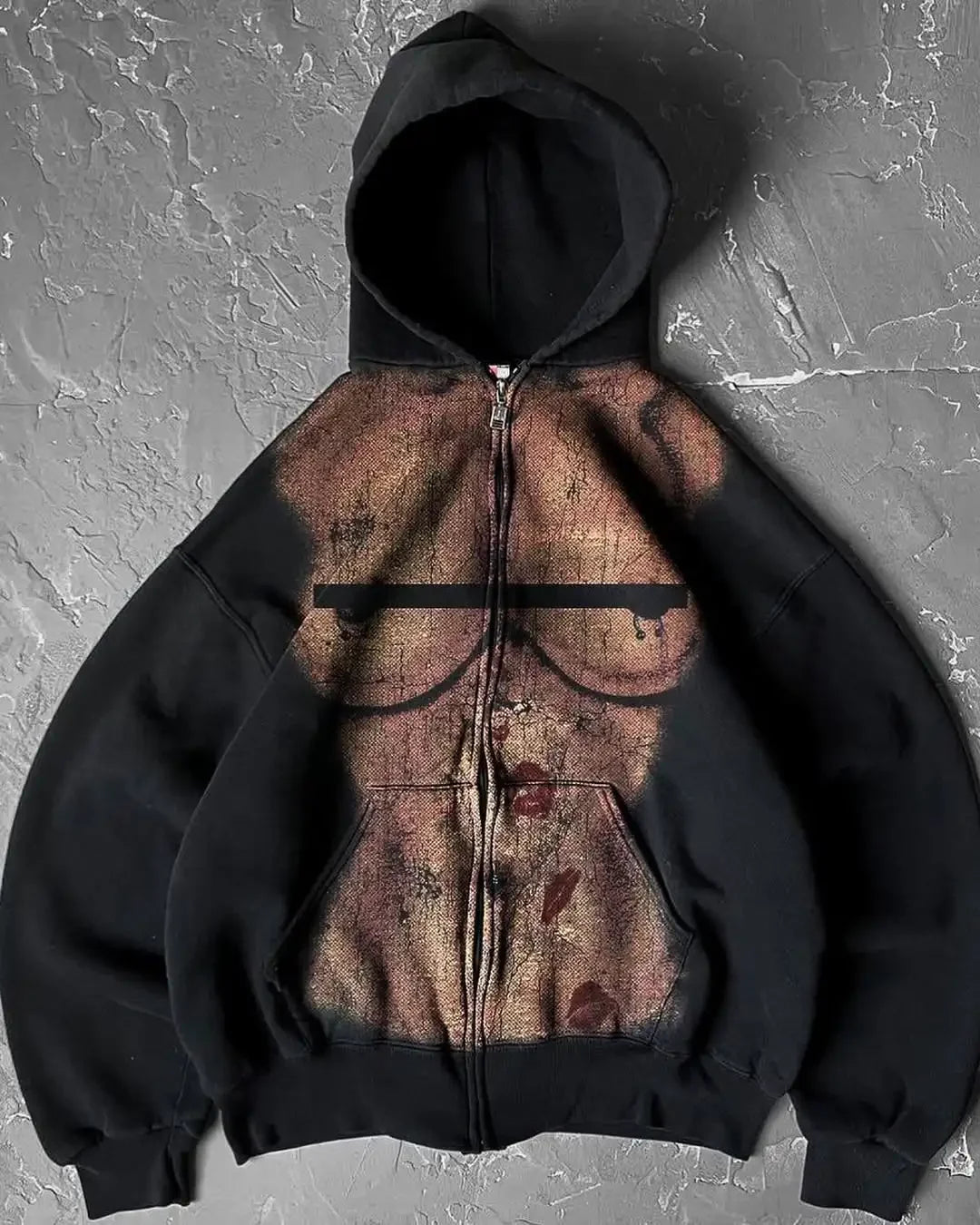 Y2K  Simple Personality Design Double-Sided Zipper Hoodie