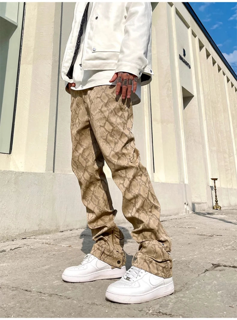 Mauroicardi Snake Skin Patent Pu Leather Pants