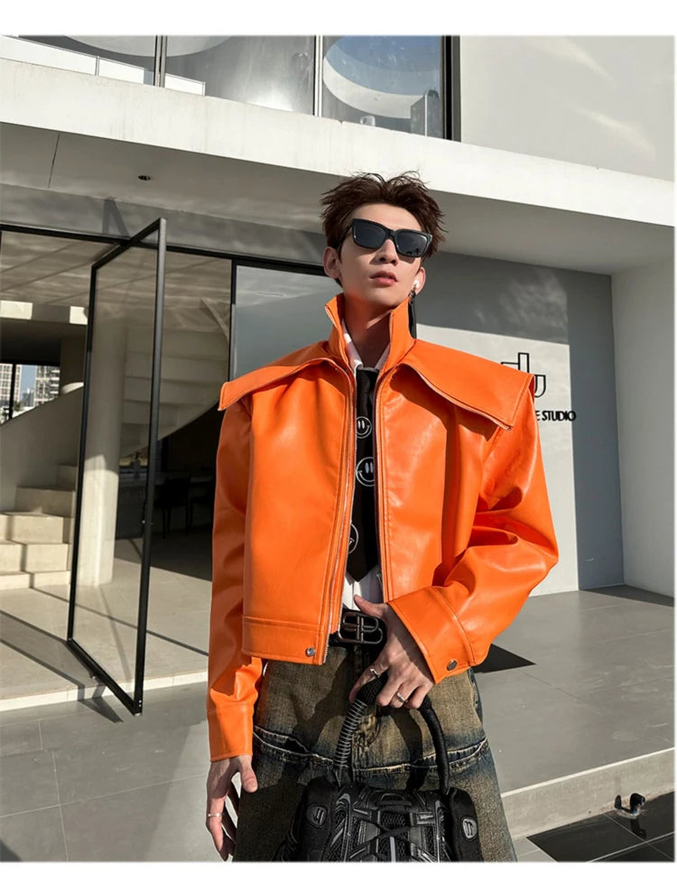 Mauroicardi Spring Autumn  Faux Leather Jacket