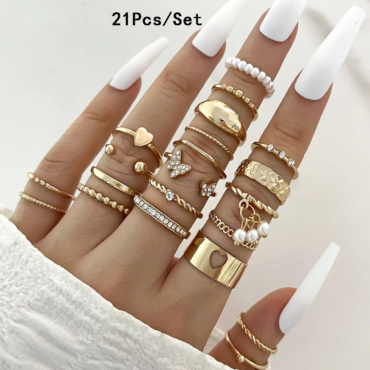 Bohemian Geometric Knuckle Rings Set
