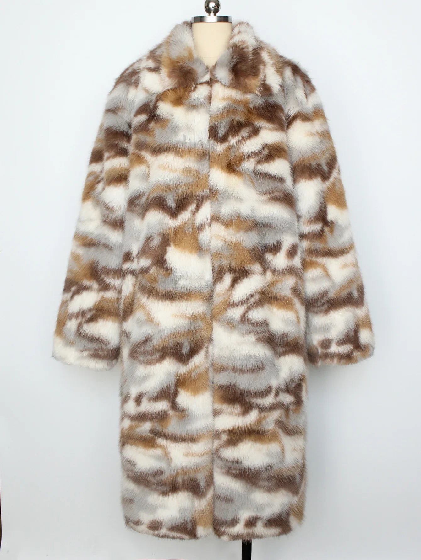 Winter Turn-down Collar Loose Faux Fur Coats