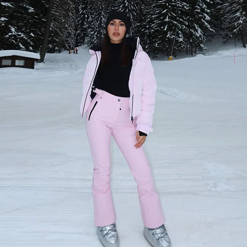 Windproof Two Piece Women Ski Suit